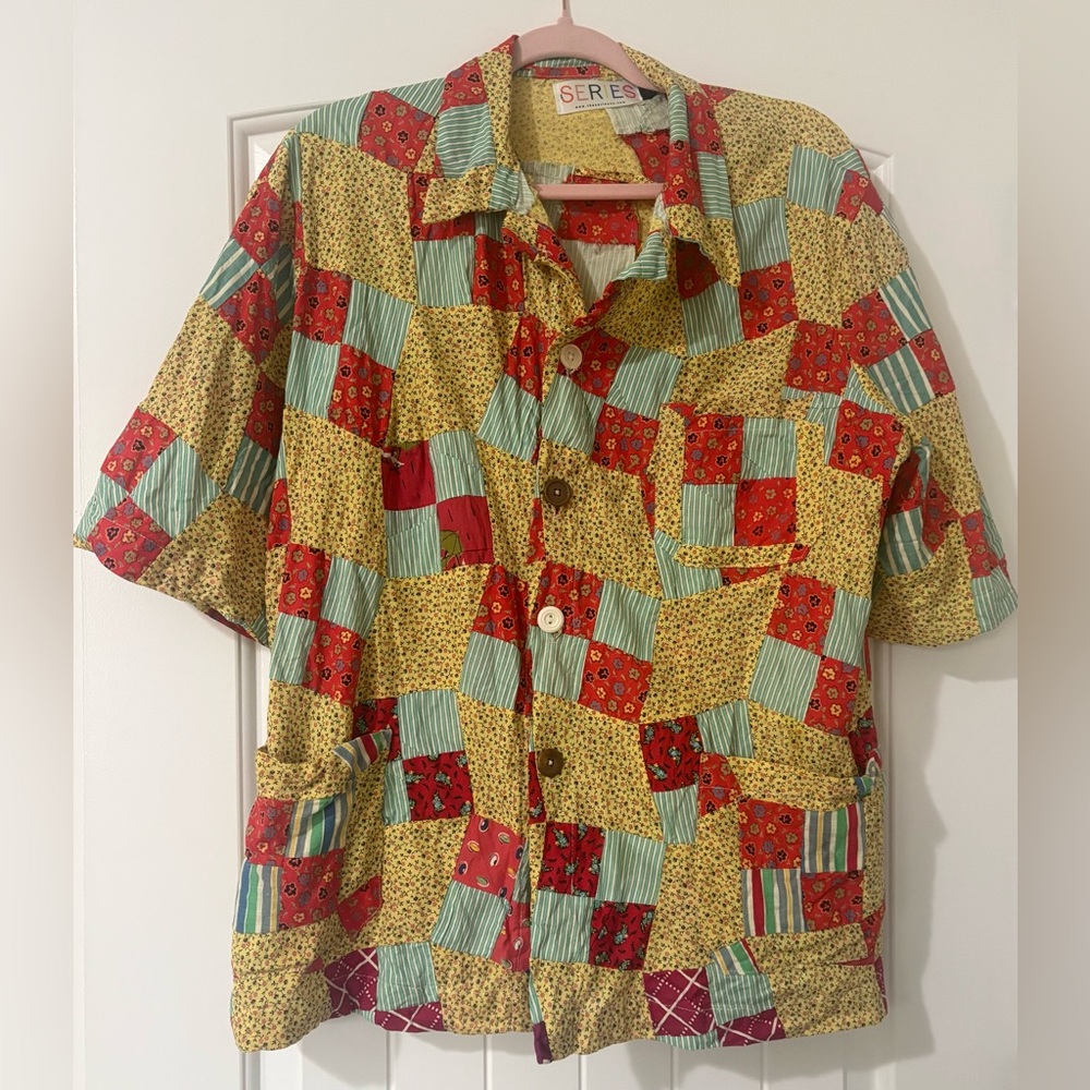 Patchwork Button Down Shirt - Multicolor - image 1